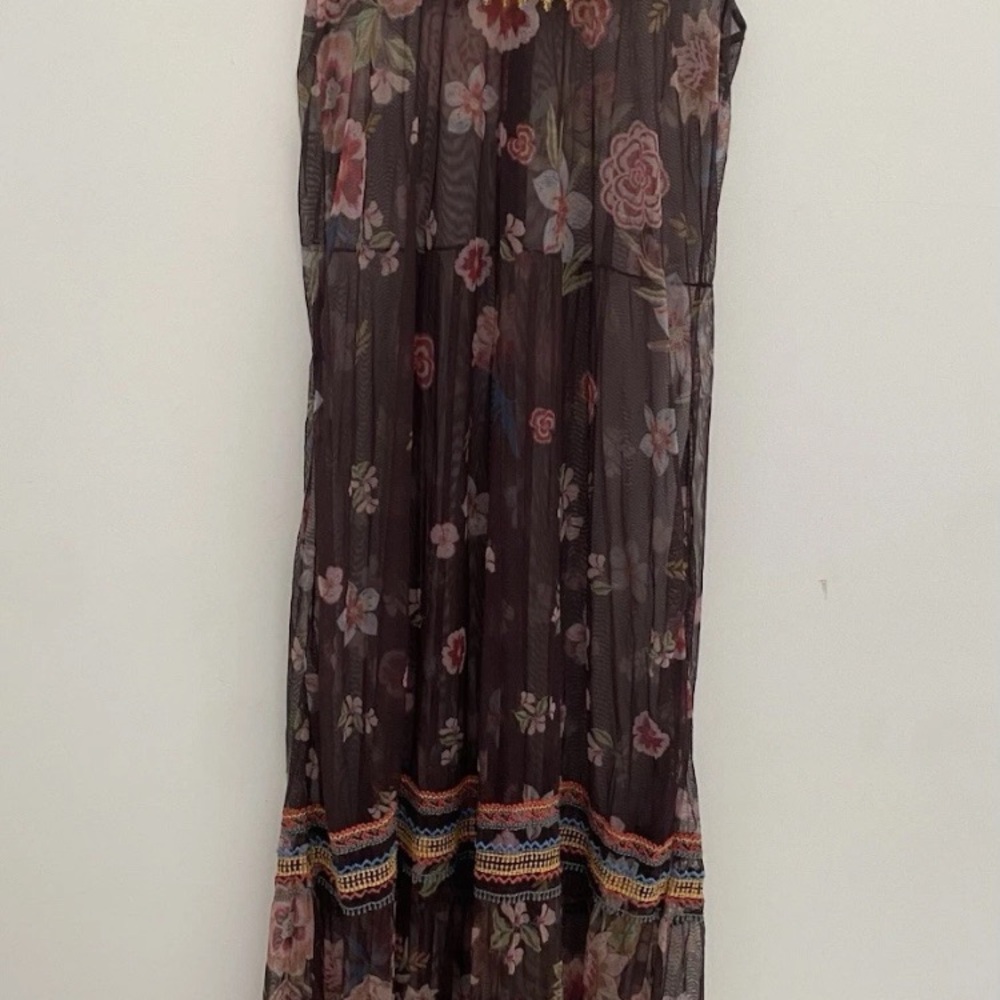 Johnny Was biya mesh  overlay Colorful Embroidered Textile